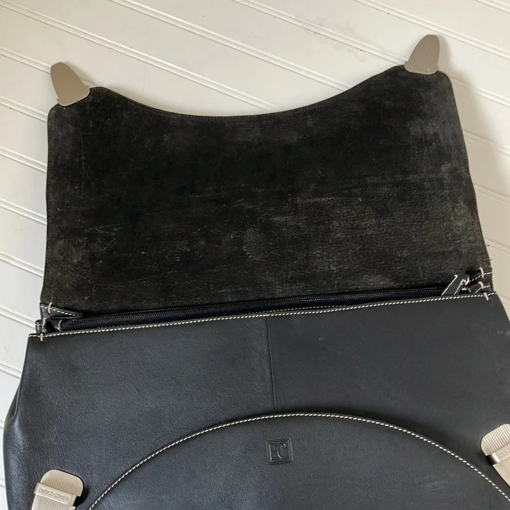 ENRICO COVERI black leather briefcase